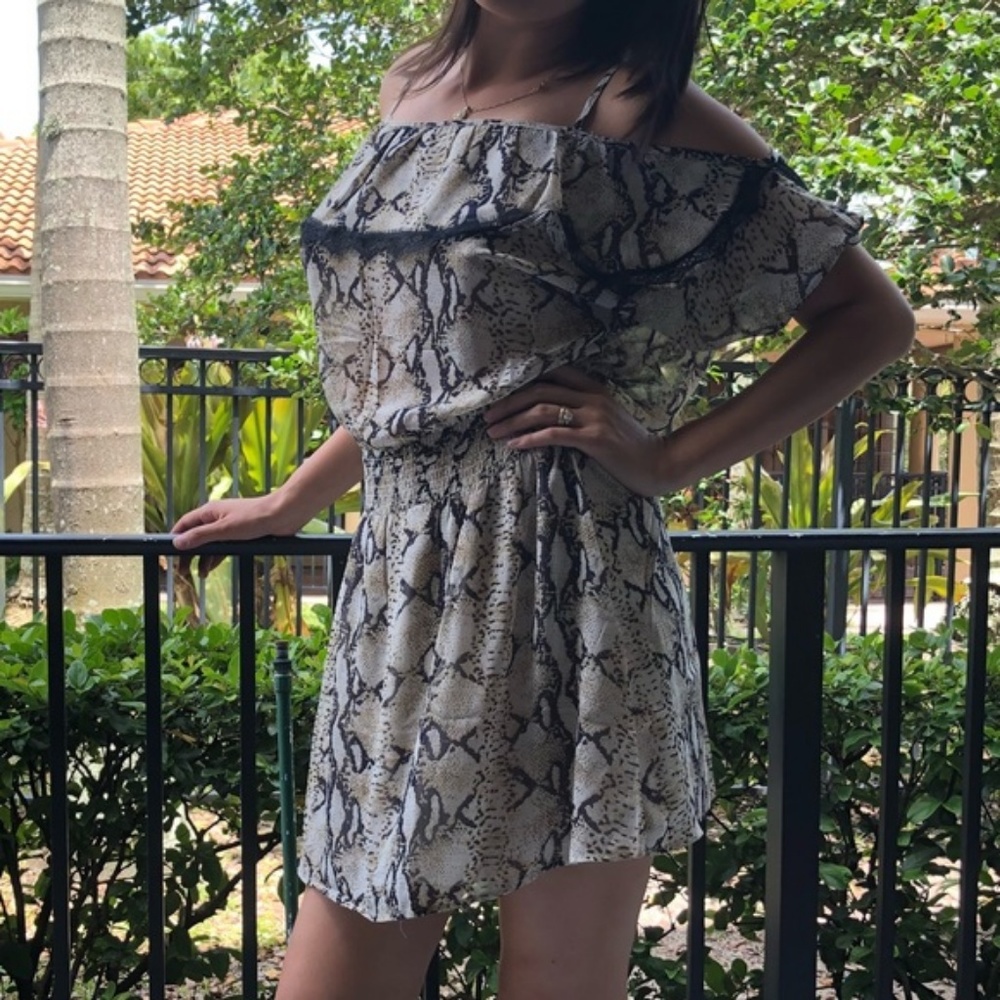 Snakeskin Chiffon Dress New with Tags